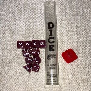 Sparkly pink / clear Dice Set in Jumbo Tube by Koplow Games